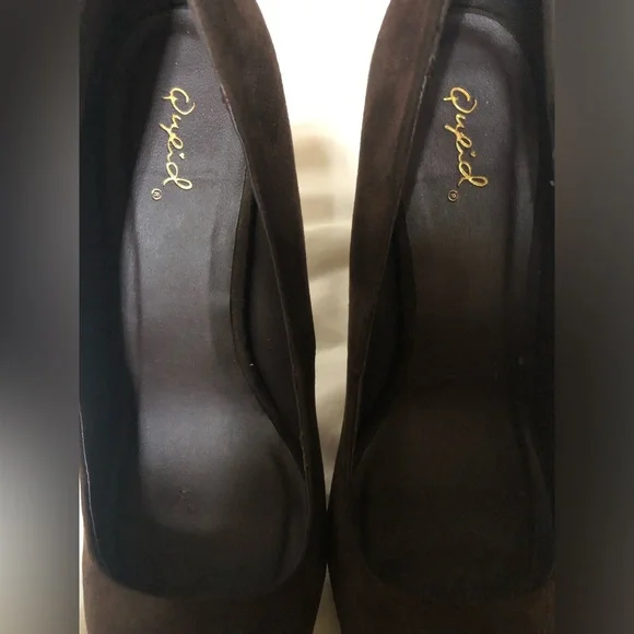 QUPID FAUX SUEDE PEEP TOE HIGH HEEL PUMPS 8.5 - Picture 5 of 9
